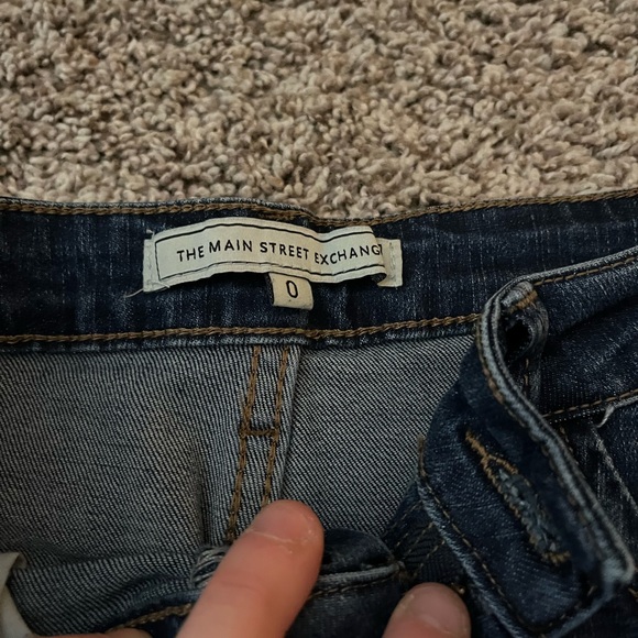 The Main Street Exchange Dark Blue Distressed Denim Midi Skirt Size 0 - Picture 2 of 3